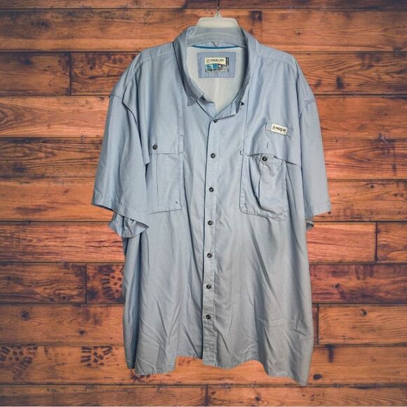 5 for $25🔥Magellan Pale Blue Plaid Button Front Relaxed Fit Shirt 4XL - Picture 1 of 6